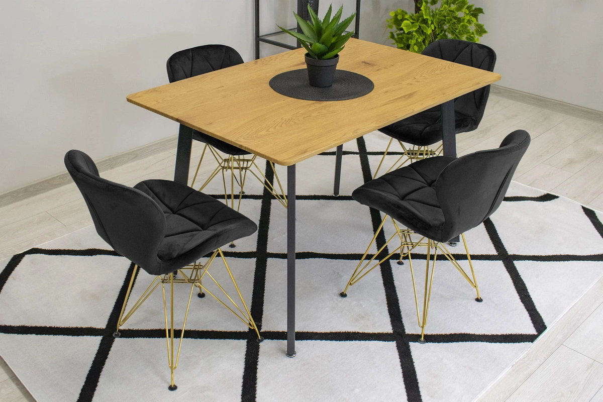 Zestaw stół kwadratowy 80x80 dąb sonoma + 4 krzesła OSAKA białe