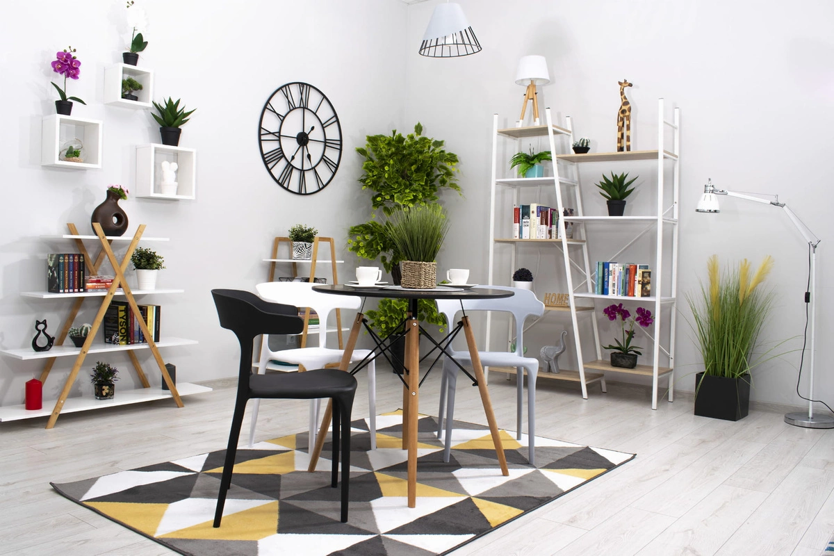 Zestaw stół okrągły TODI 60 czarny + 2 krzesła LAGO granatowe