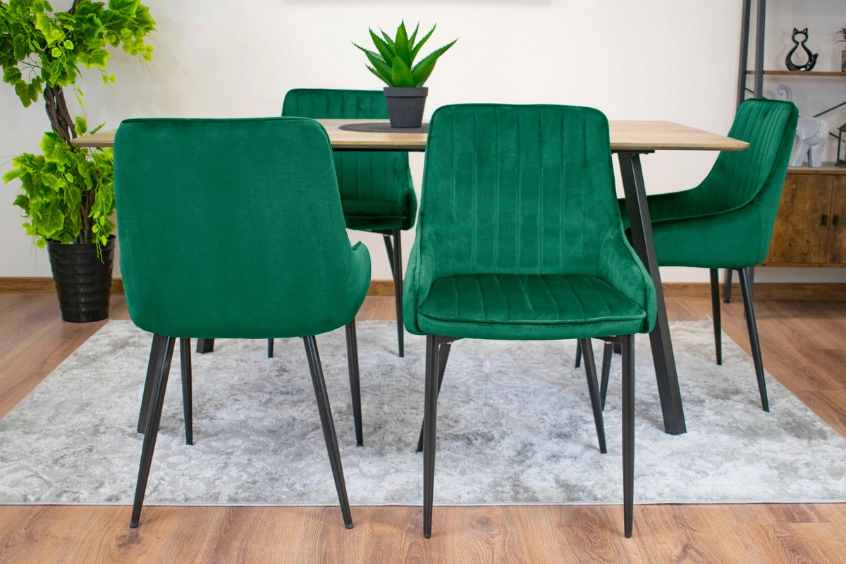 Zestaw stół okrągły TODI 80 jesion + 4 krzesła OSAKA czarne