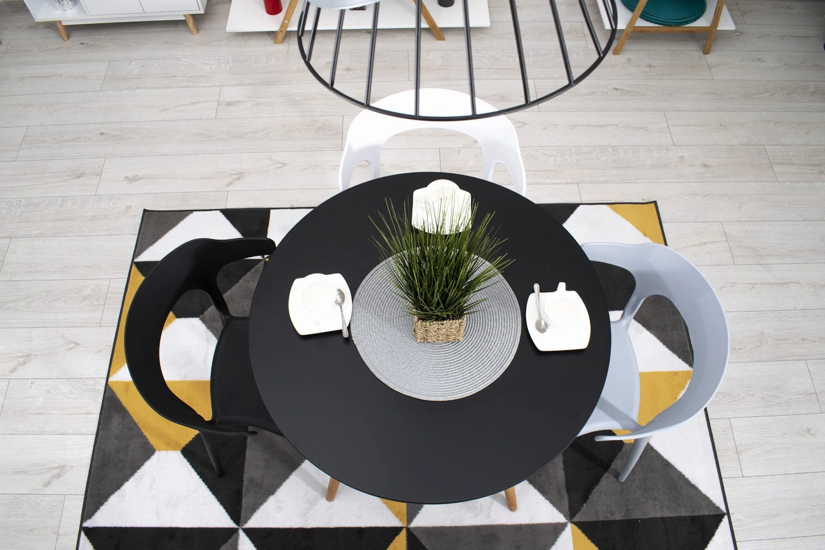 Zestaw stół okrągły TODI 60 czarny + 2 krzesła LAGO granatowe