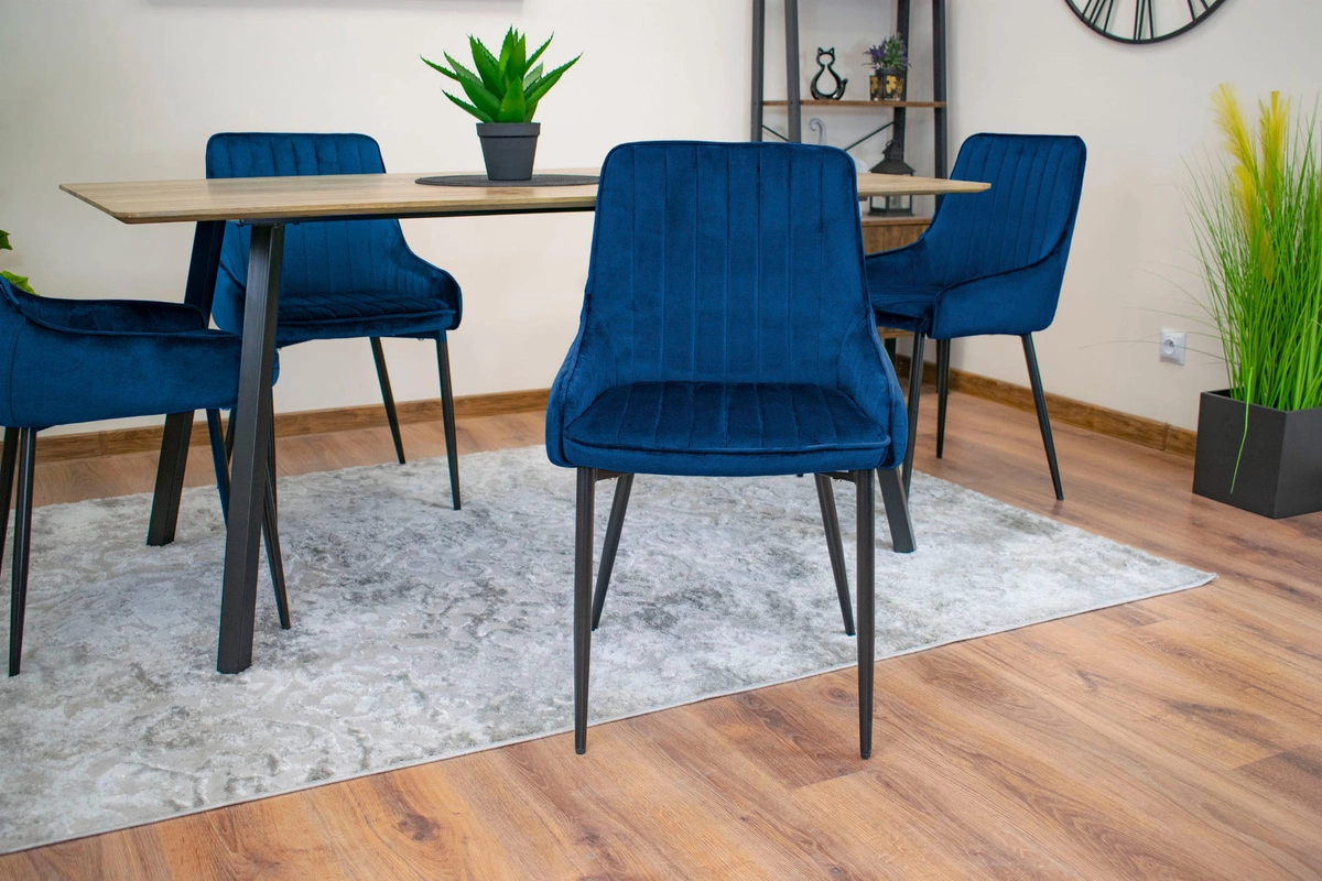 Zestaw stół okrągły TODI 80 jesion + 4 krzesła LAGO szare