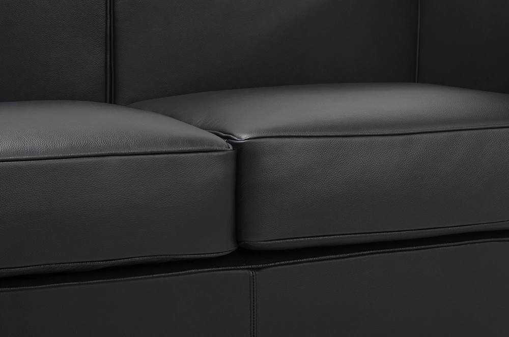 Sofa dwuosobowa SOFT LC2 czarna - włoska skóra naturalna, metal