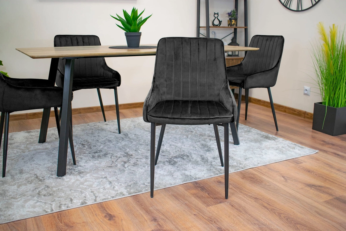 Zestaw stół okrągły TODI 80 jesion + 3 krzesła OSAKA czarne