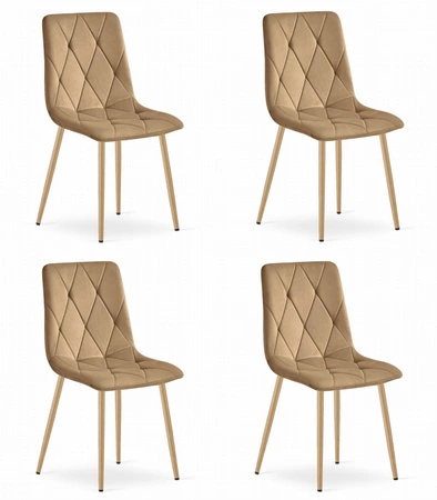 Krzesło LIBRA - brązowy aksamit / nogi kolor drewna x 4