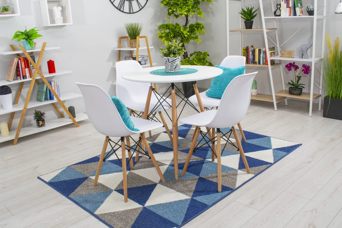 Zestaw stół okrągły TODI 80cm biały + 4 krzesła OSAKA białe