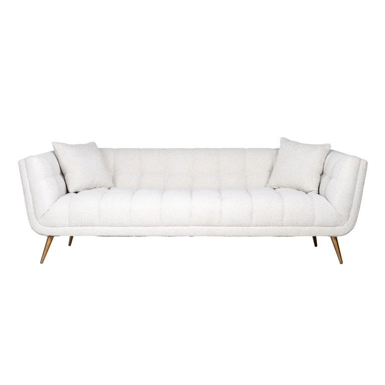 RICHMOND sofa HUXLEY BOUCLE - biała, szczotkowane złoto