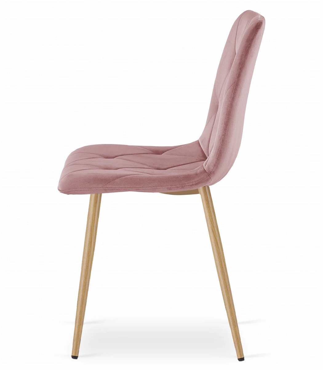 Krzesło LIBRA - różowy aksamit / nogi kolor drewna x 1