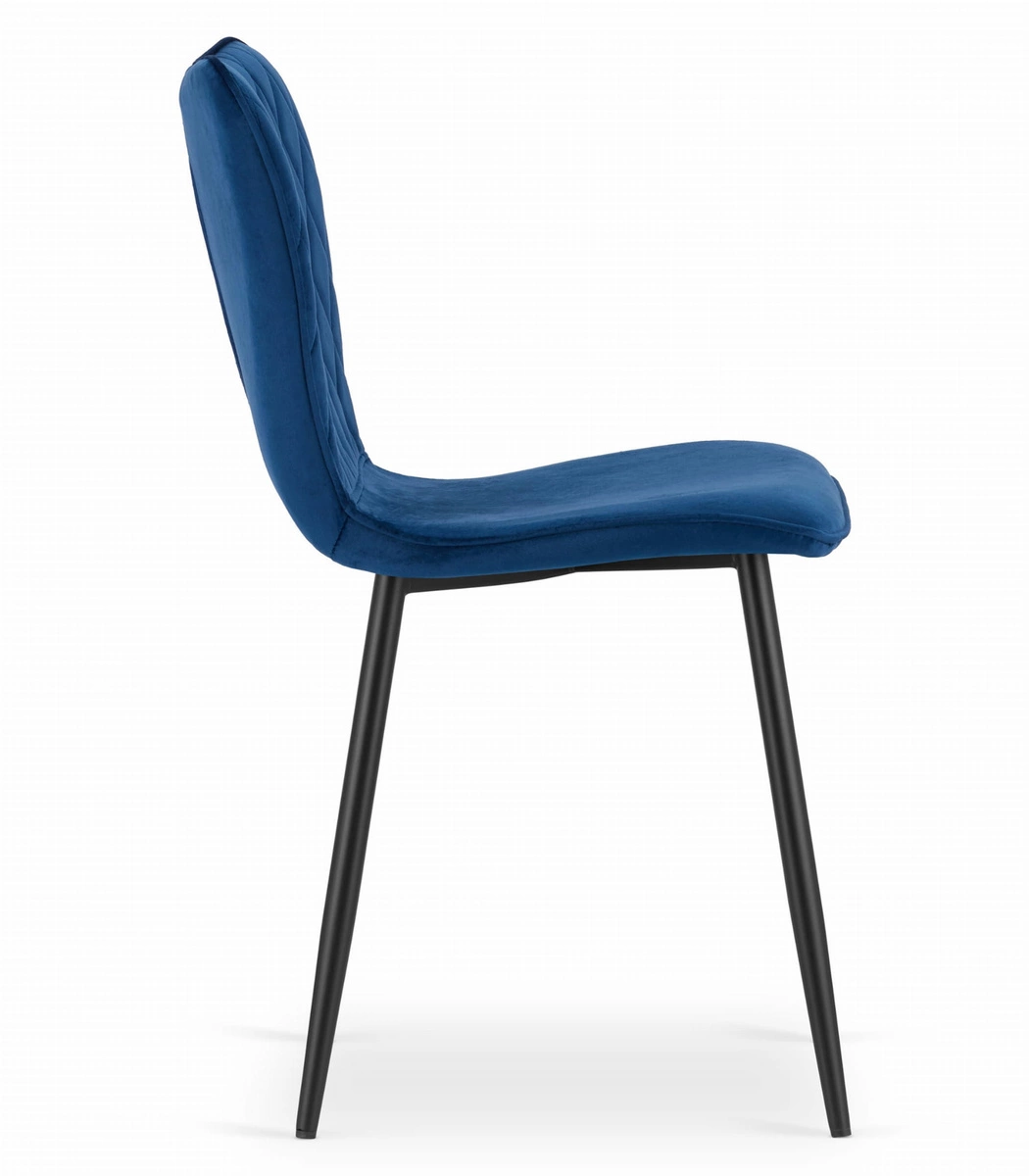 Zestaw stół okrągły TODI 80 czarny + 4 krzesła LAGO granatowe