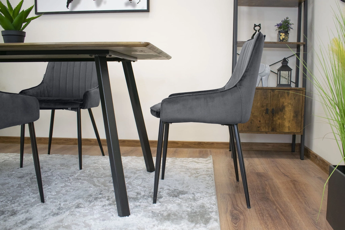 Zestaw stół okrągły TODI 80 jesion + 3 krzesła LAGO szare