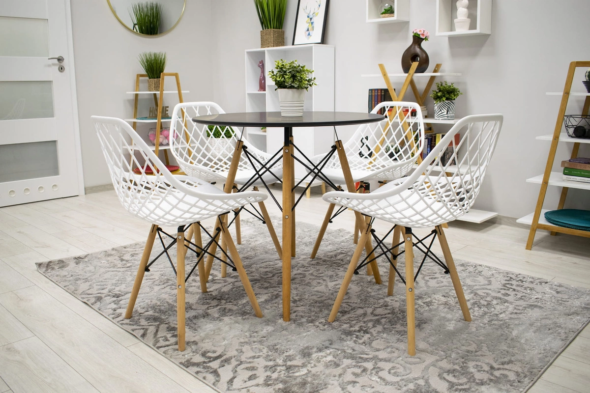 Zestaw stół prostokątny ADRIA 120x80 biały + 4 krzesła LAGO czarne