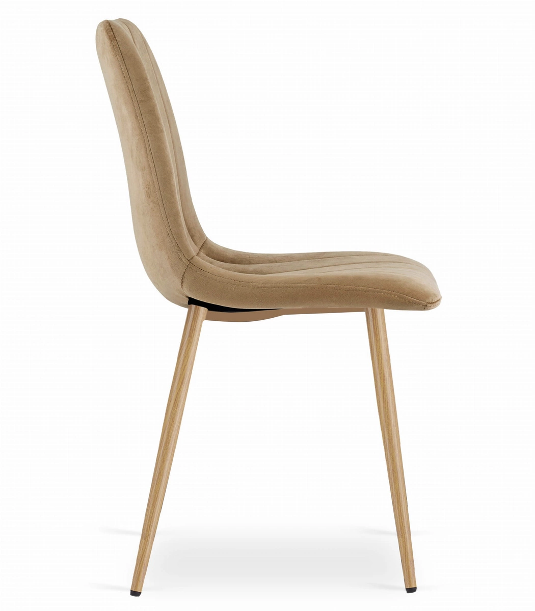 Krzesło LAVA - brązowy aksamit / nogi kolor drewna x 1