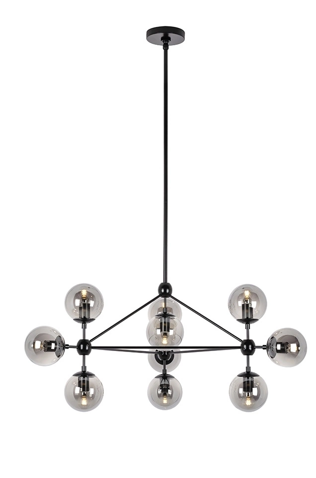 Lampa wisząca PLANETARIO 10 czarna - klosze dymione