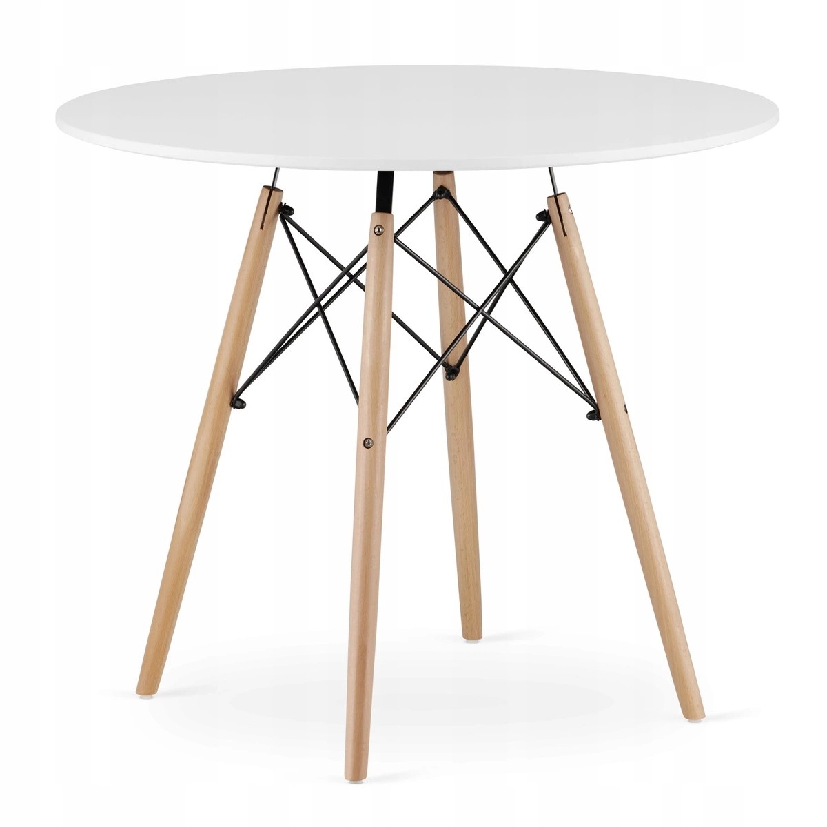 Zestaw stół okrągły TODI 90 biały + 4 krzesła OSAKA szare