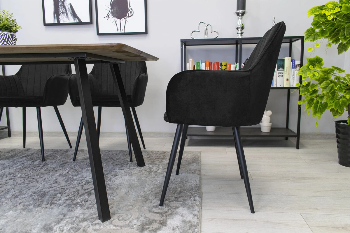 Krzesło LUGO - aksamit czarny / nogi czarne x 1