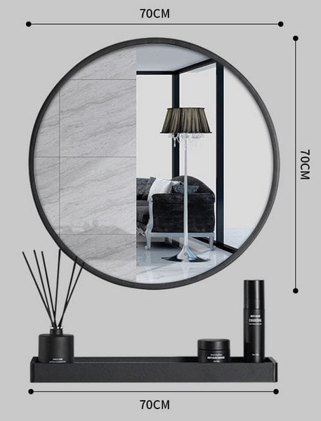 Lustro z półką 70cm czarne