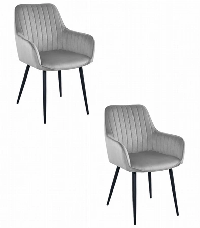 Krzesło SOLDEN - aksamit srebrno-szary / nogi czarne x 2