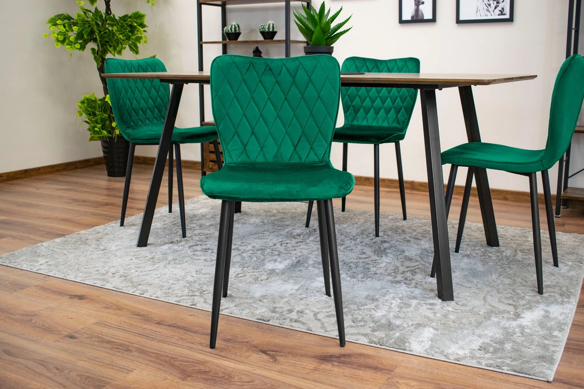 Zestaw stół okrągły TODI 100 biały + 4 krzesła OSAKA szare