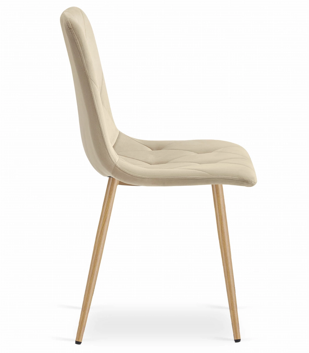 Krzesło LIBRA - jasny beż aksamit / nogi kolor drewna x 1
