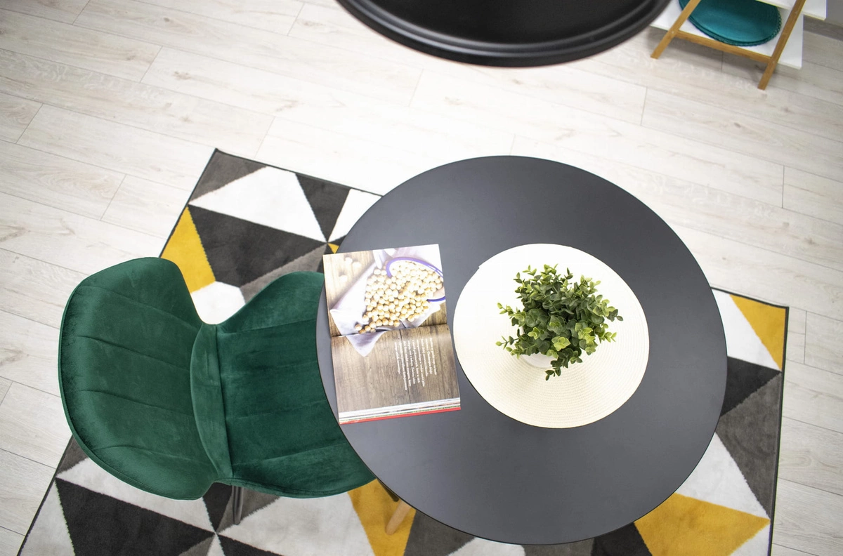 Zestaw stół okrągły TODI 80 biały + 4 krzesła LAGO czarne