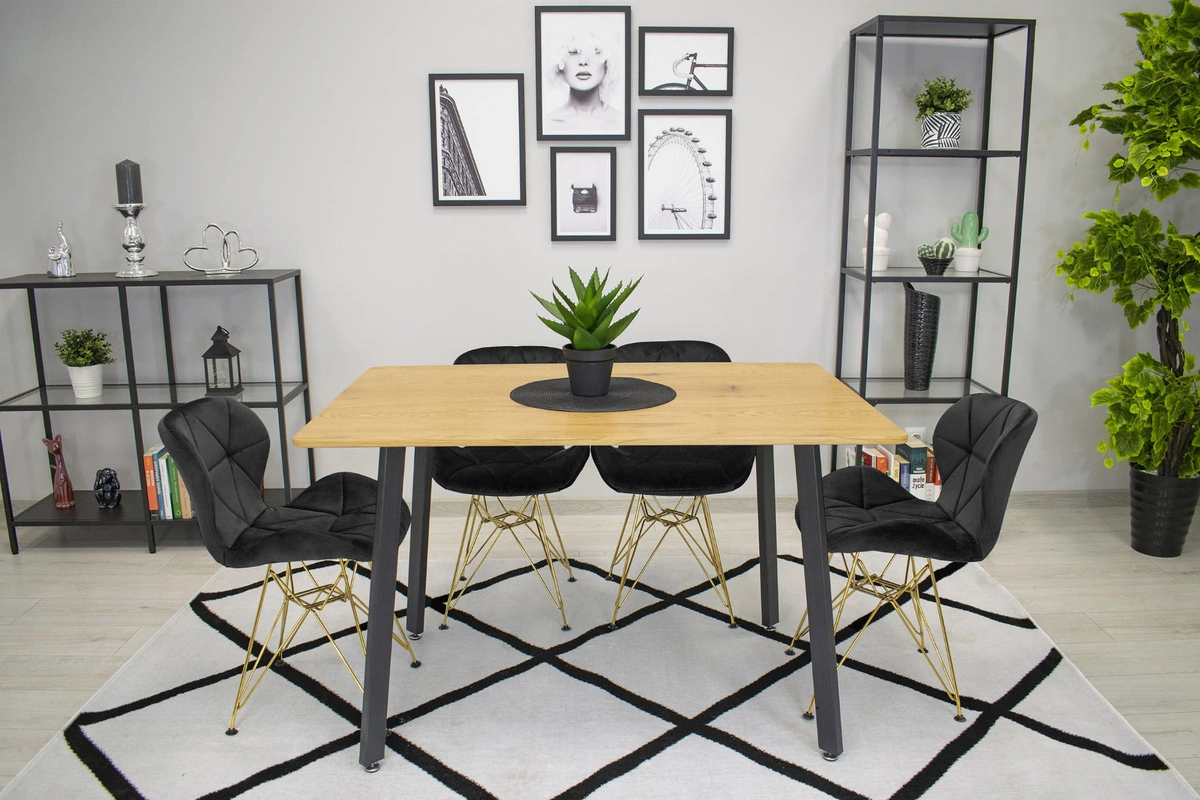 Zestaw stół kwadratowy 80x80 dąb sonoma + 4 krzesła OSAKA białe