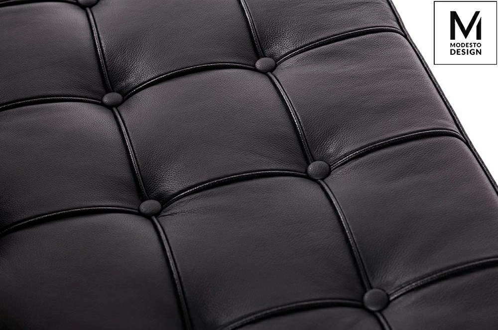MODESTO sofa dwuosobowa BARCELON czarna - ekoskóra, stal polerowana