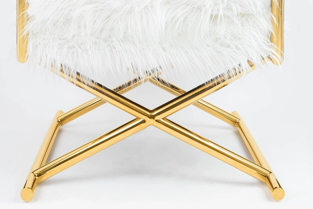 KARE fotel MR. FLUFFY biały / złoty