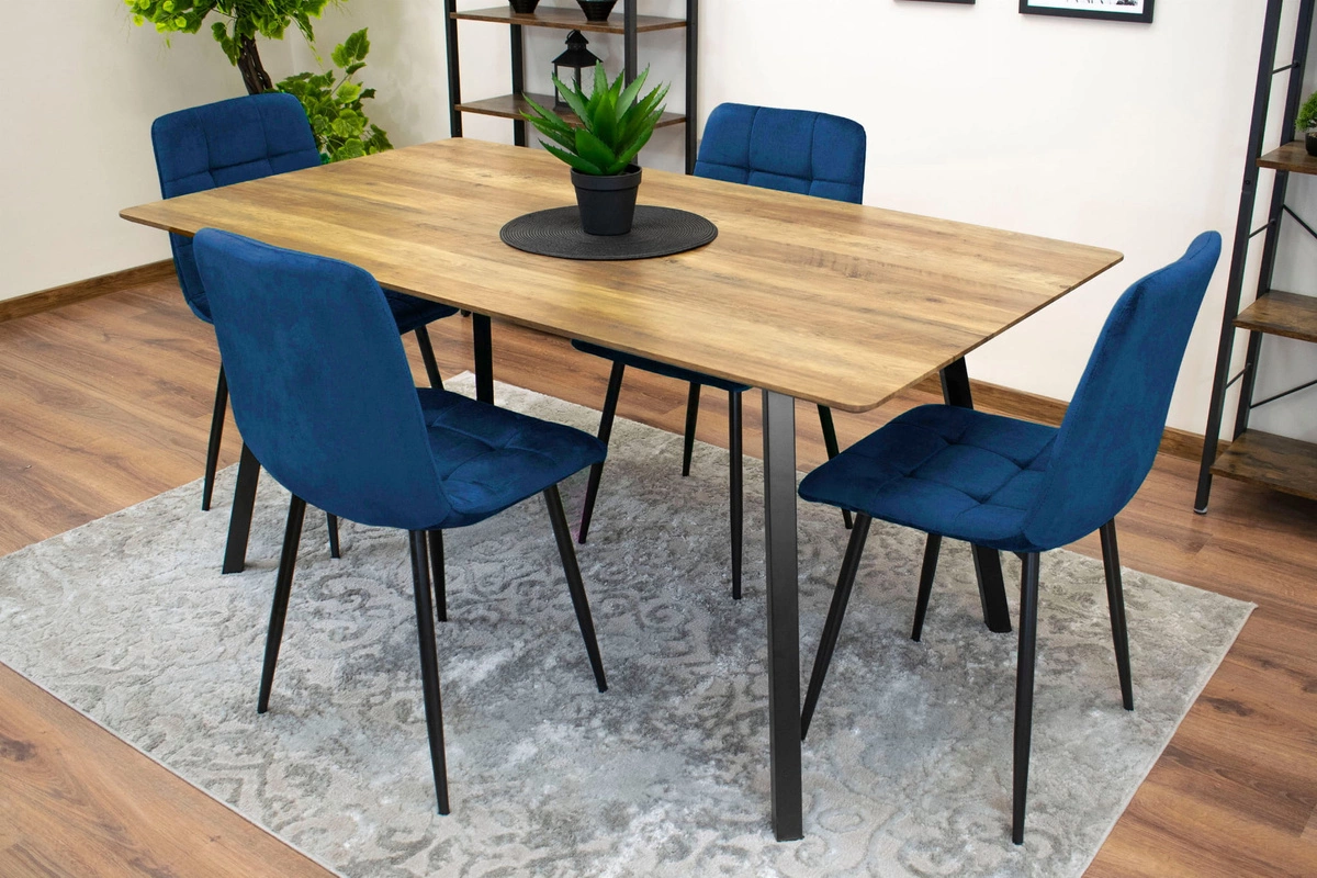 Zestaw stół prostokątny 120x80 dąb sonoma + 4 krzesła OSAKA szare