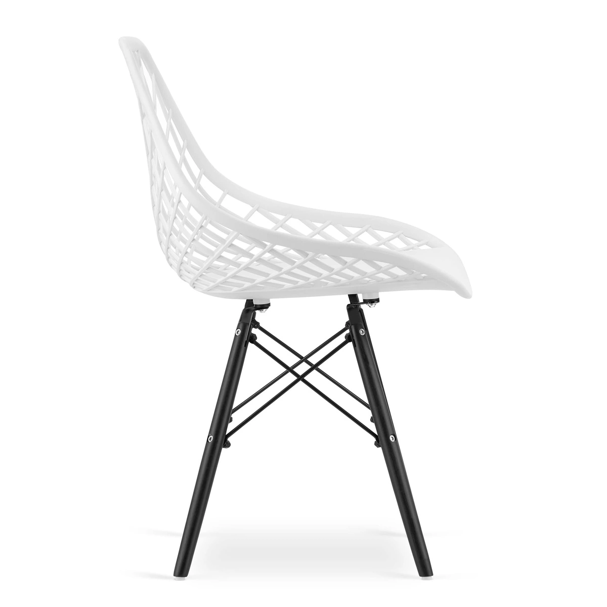 Zestaw stół okrągły KAMI 80 biały + 4 krzesła MARK czarne