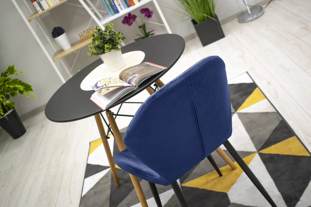 Zestaw stół okrągły TODI 60 czarny + 2 krzesła LAGO czarne