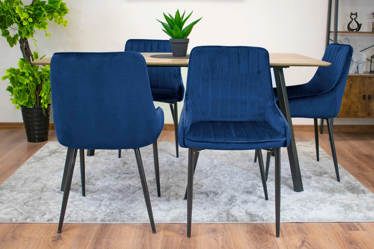 Zestaw stół okrągły TODI 80 jesion + 4 krzesła LAGO szare