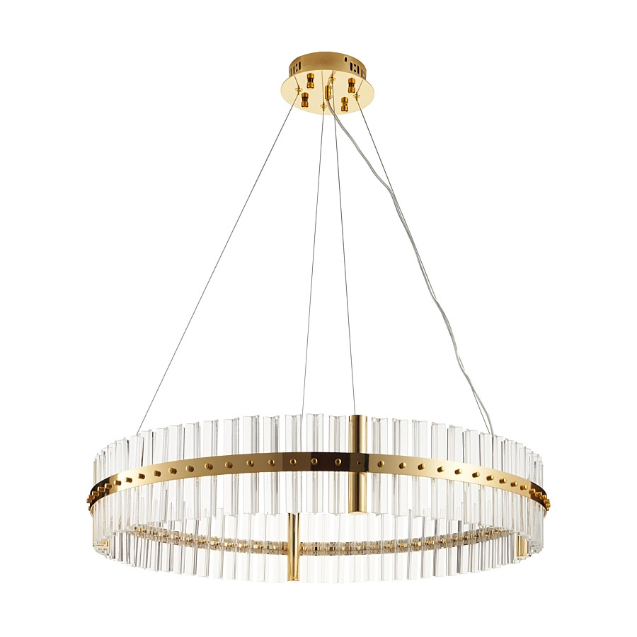 Żyrandol Kryształowy AURA Złota 85 cm - Nowoczesna Lampa Wisząca LED