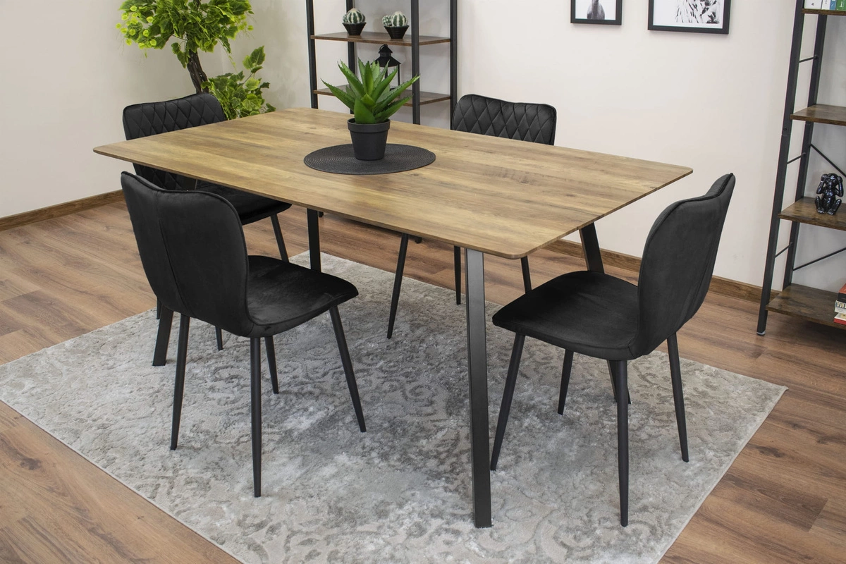 Zestaw stół prostokątny ADRIA 120x80 biały + 4 krzesła OSAKA pomarańczowe