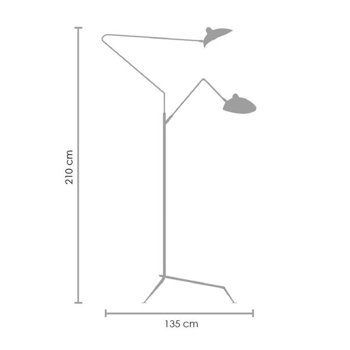Lampa podłogowa CRANE-3F czarna 210 cm