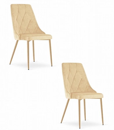 Krzesło IMOLA - beż aksamit / nogi kolor drewna x 2