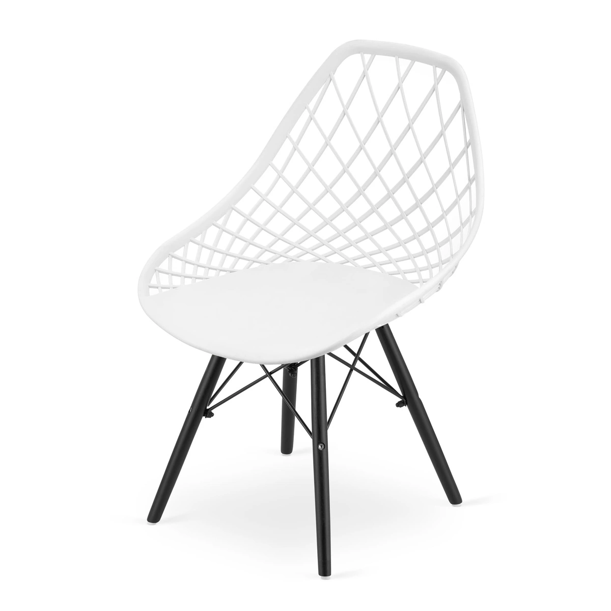 Zestaw stół okrągły KAMI 80 biały + 4 krzesła MARK czarne