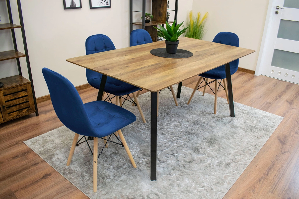 Zestaw stół prostokątny 120x80 craft + 4 krzesła MARK czarne