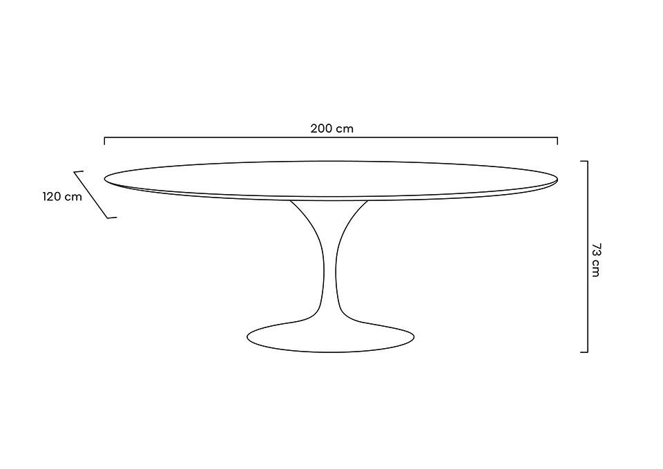 Stół TULIP ELLIPSE biały - blat owalny MDF, metal