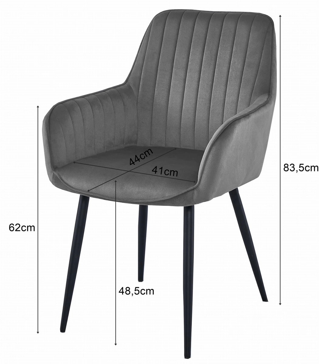 Krzesło SOLDEN - aksamit srebrno-szary / nogi czarne x 2