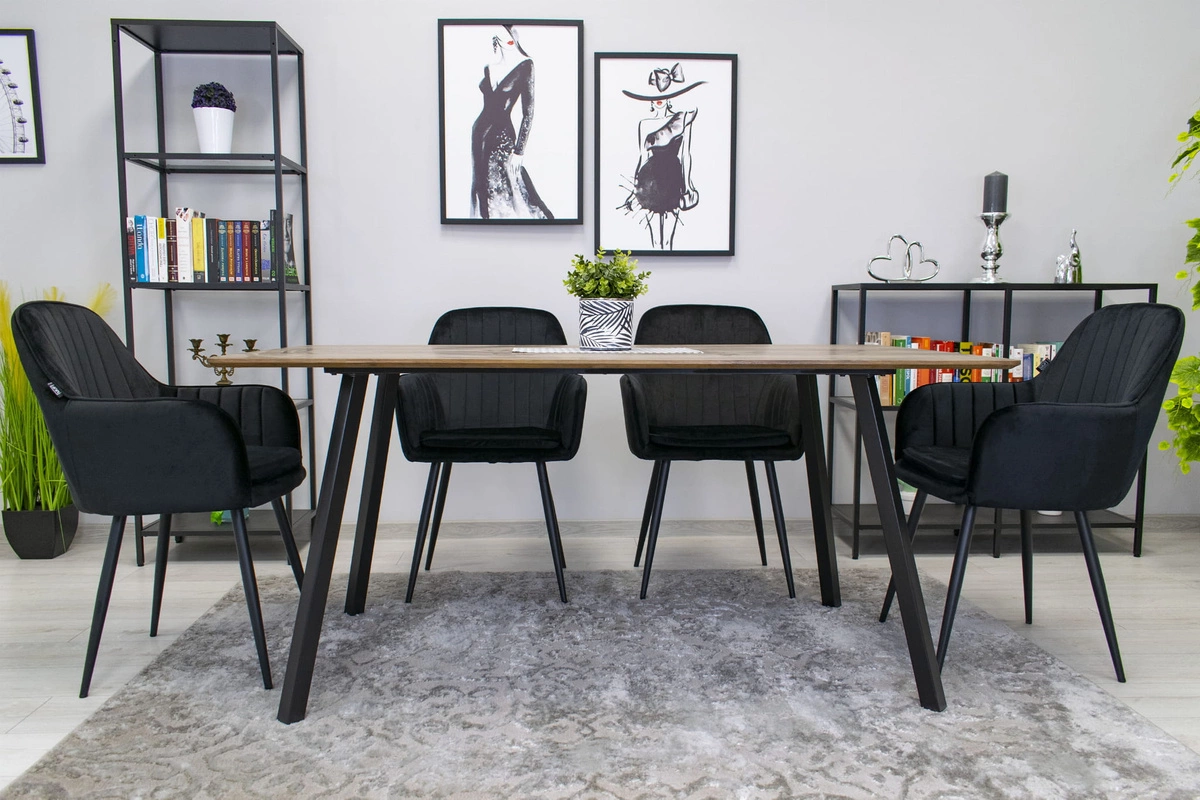 Krzesło LUGO - aksamit czarny / nogi czarne x 1