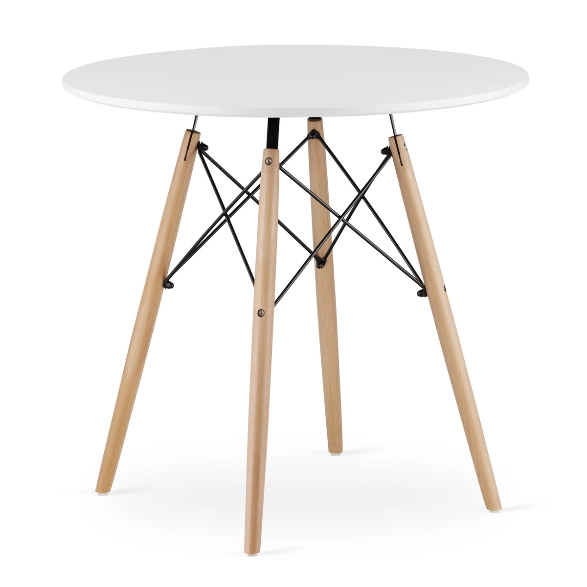 Zestaw stół okrągły TODI 80 biały + 3 krzesła OSAKA białe