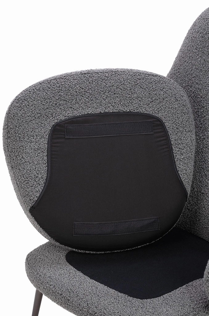 Fotel LOBBY TEDDY szary - stal nierdzewna, czarny opal