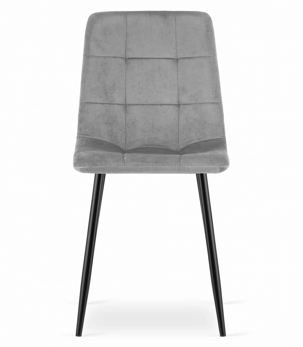 Krzesło KARA - jasny szary aksamit / nogi czarne x 2