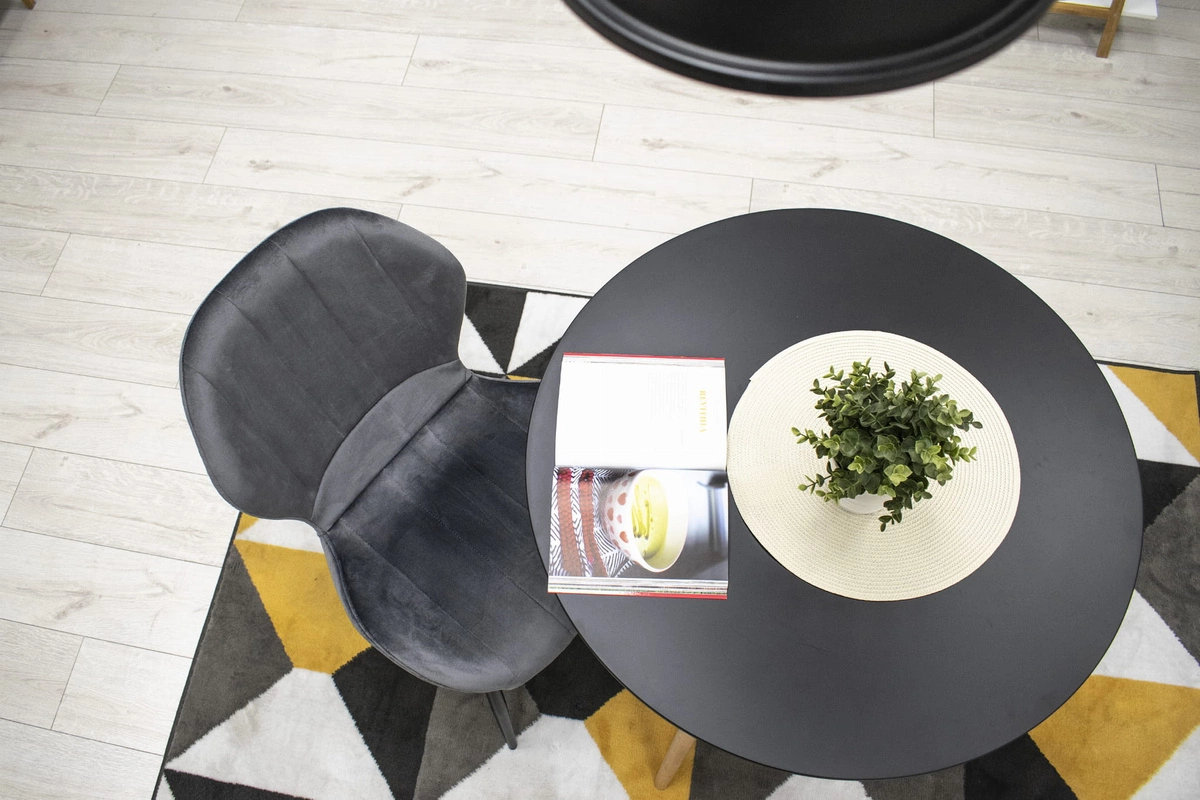 Zestaw stół okrągły TODI 60 czarny + 2 krzesła LAGO czarne