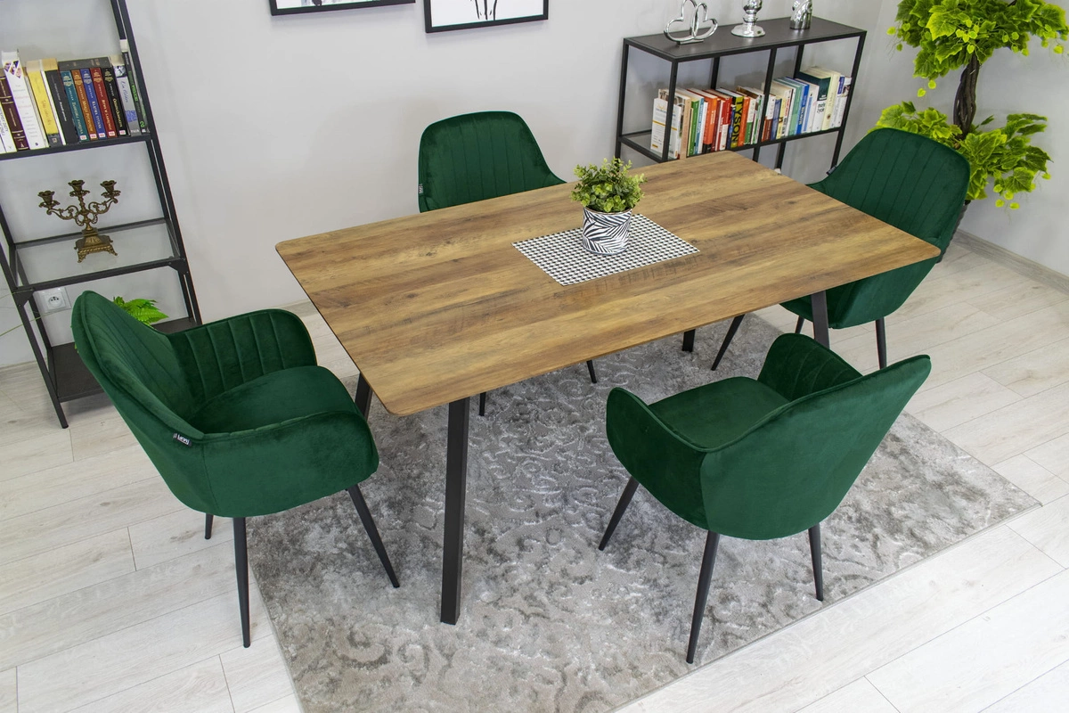 Krzesło LUGO - aksamit zielony / nogi czarne x 1