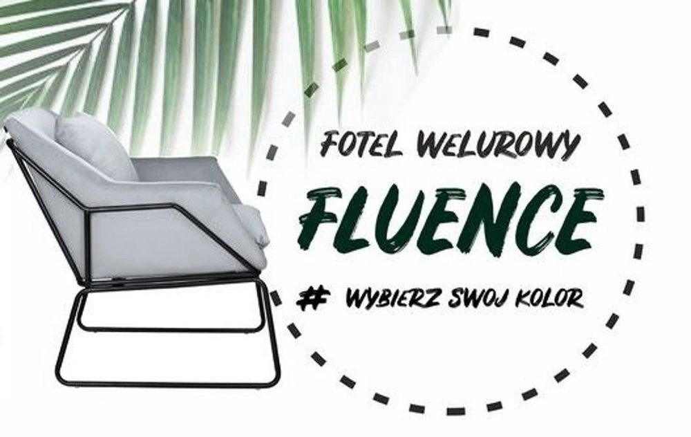 Fotel welurowy FLUENCE szary