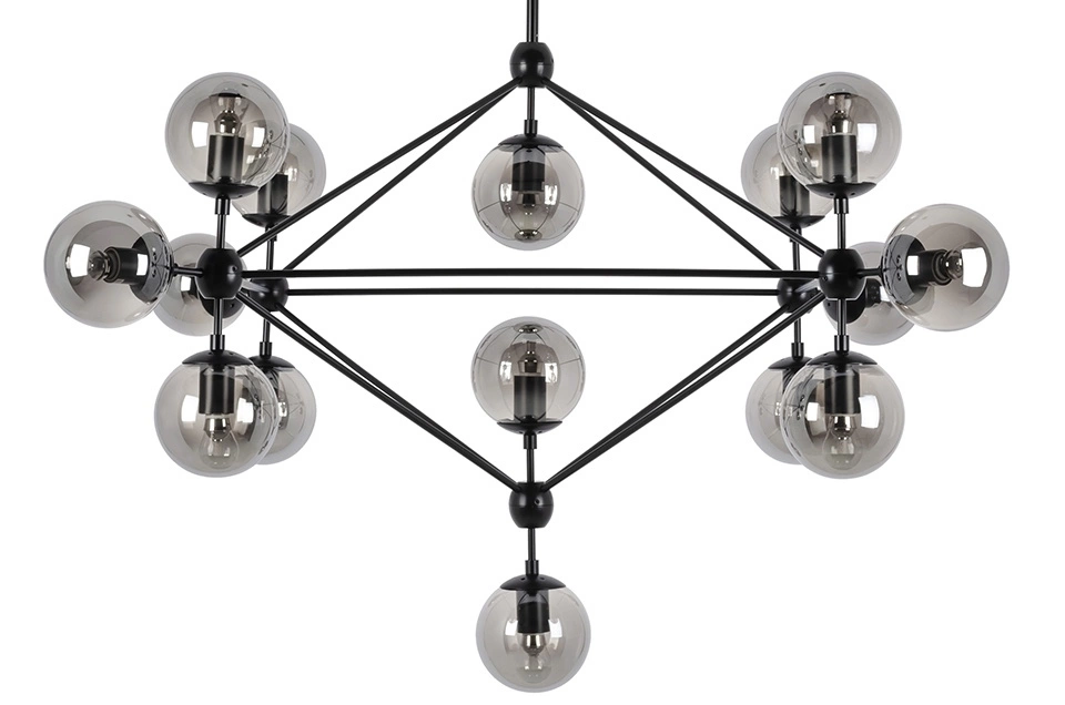 Lampa wisząca PLANETARIO 15 czarna - klosze dymione