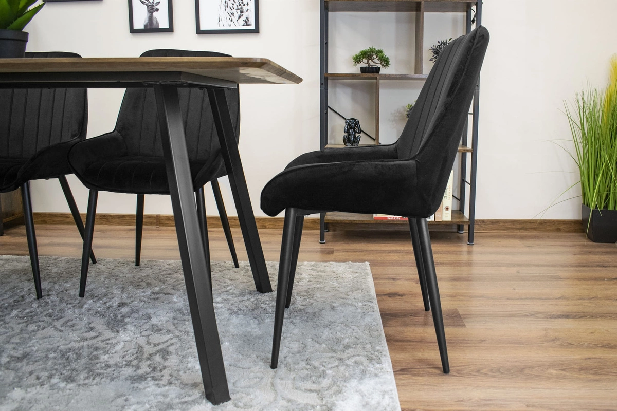 Zestaw stół okrągły TODI 80 czarny + 4 krzesła LAGO czarne