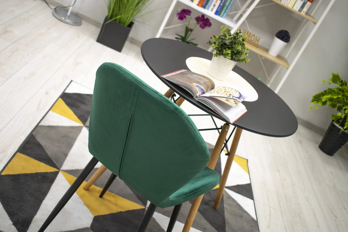 Zestaw stół okrągły TODI 80 biały + 4 krzesła LAGO czarne