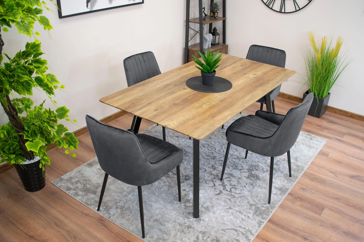 Zestaw stół okrągły TODI 80 jesion + 3 krzesła LAGO szare