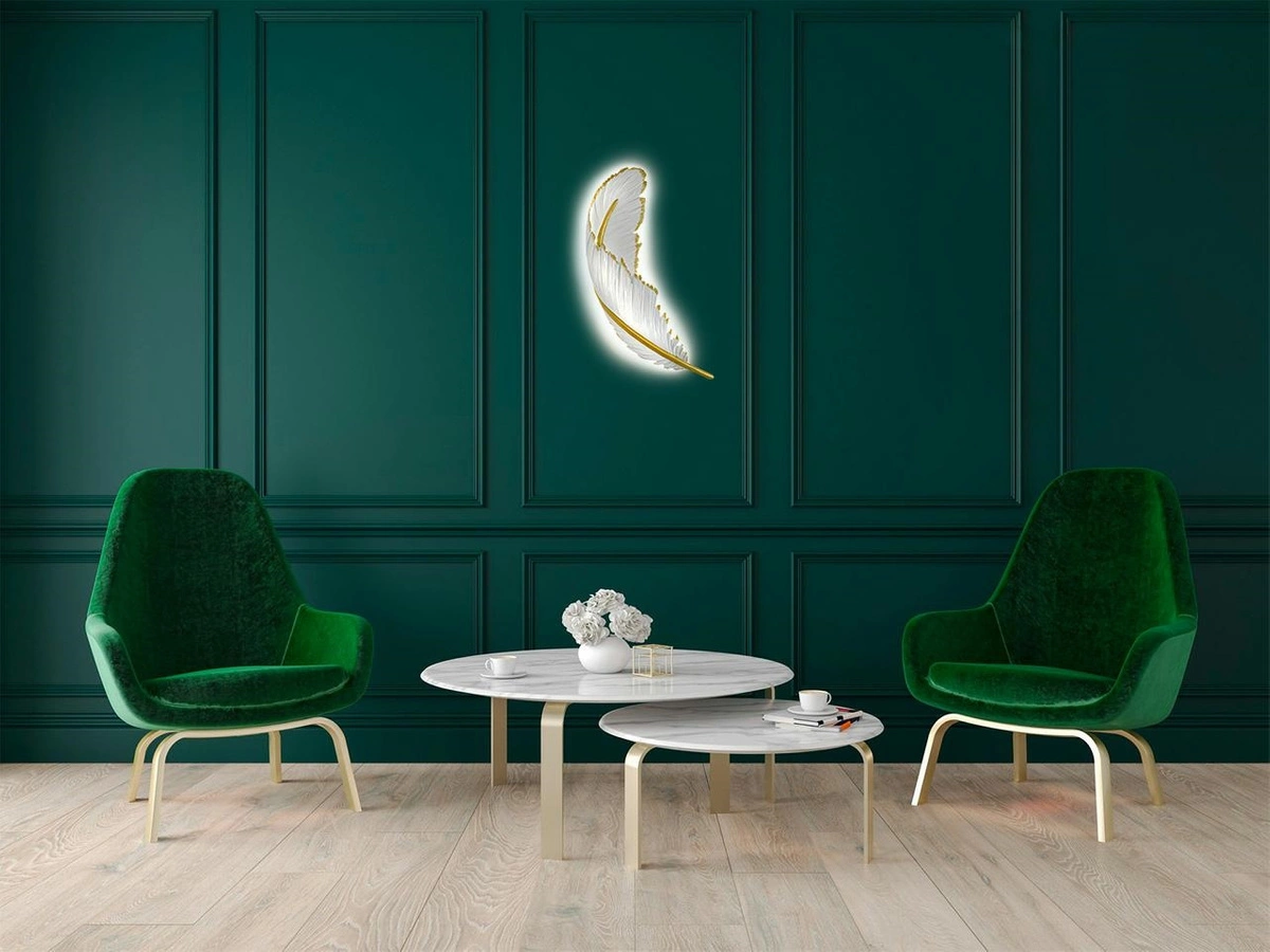 MOOSEE lampa ścienna PIÓRKO biała / złota